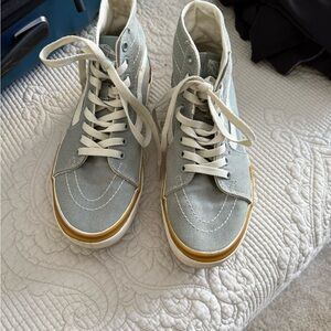 Vans Light Blue and White High-Top Sneakers